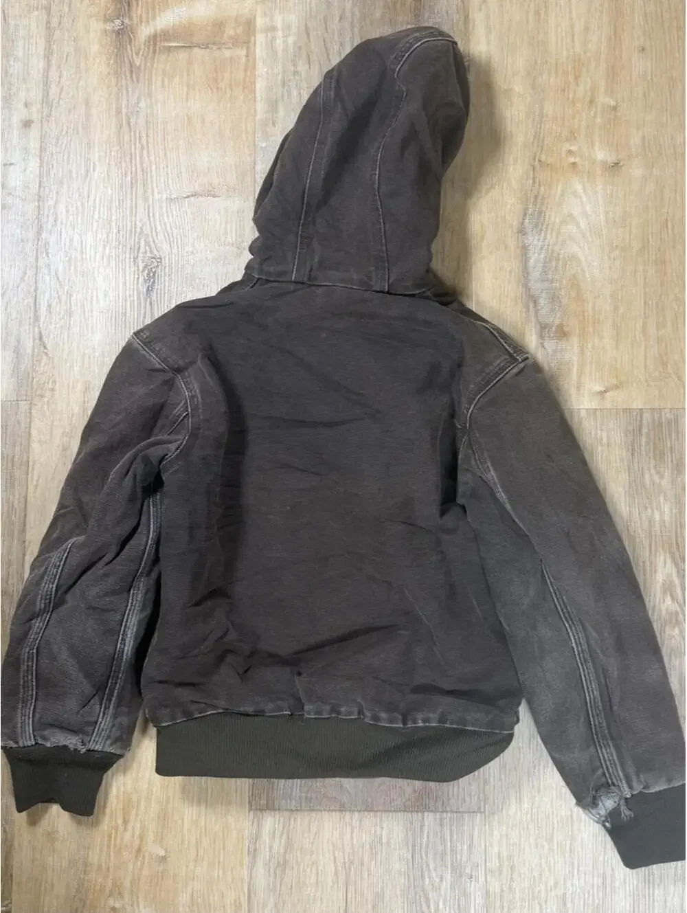 90s Kids Carhartt Hooded Zip-Up Jacket – Brown (No Size Tag)